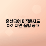 고용보험 미적용자 출산급여 지원 신청 방법과 혜택 안내