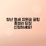 청년 월세지원금 신청방법과 정책 총정리