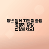 청년 월세지원금 신청방법과 정책 총정리