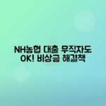 무직자를 위한 NH농협 올원 비상금대출 활용법