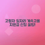 고령자 계속고용장려금 지원대상, 신청법 안내