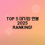 2025년 대기업 연봉 순위 TOP 5 확인하기