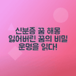 신분증 꿈해몽 신분증 잃어버리는 꿈과 찾는 꿈 정리