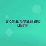 류수영의 두부조림 비법으로 맛있는 요리 만들기