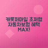 캐롯퍼마일자동차보험 저렴한 보험료, 풍성한 보장 혜택 안내