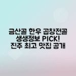 진주 맛집 금산골 한우 모둠 곱창전골 생생정보 출연 소식